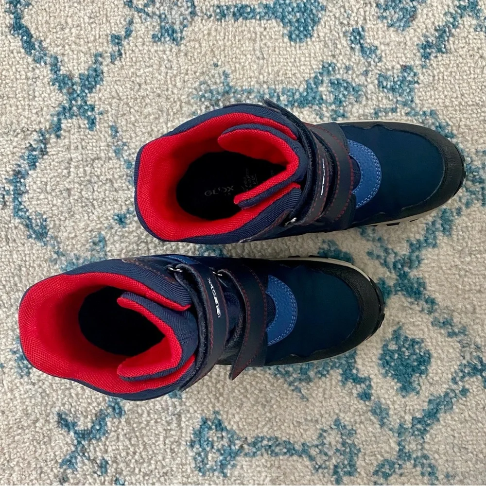 👀 NEW GEOX Kids' Blue and Red Waterproof Winter Boots Size 3 or EUR 34